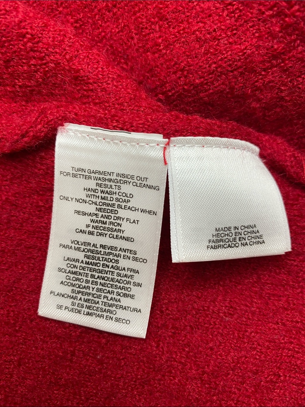 Kasper 100% Wool Red & Black Zip Front Jacket Faux Leather Trim Size Small - Picture 4 of 5